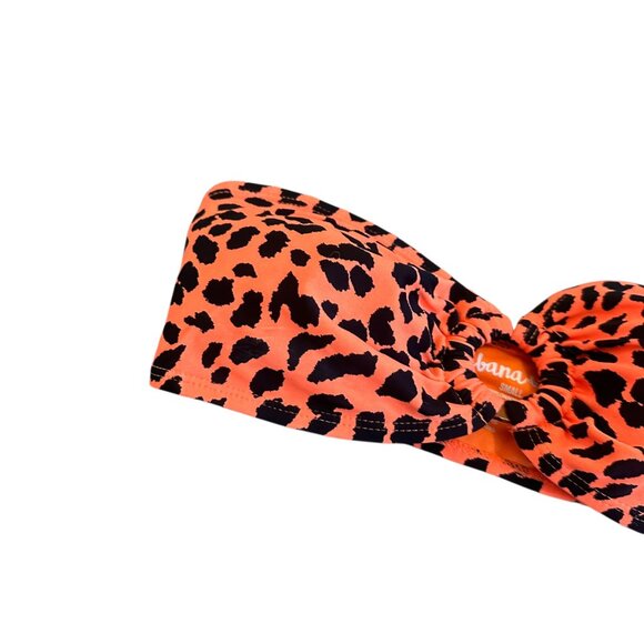 Cabana Del Sol Neon Orange Animal Print Bikini Top Strapless Swimsuit Small NWT - Picture 3 of 9